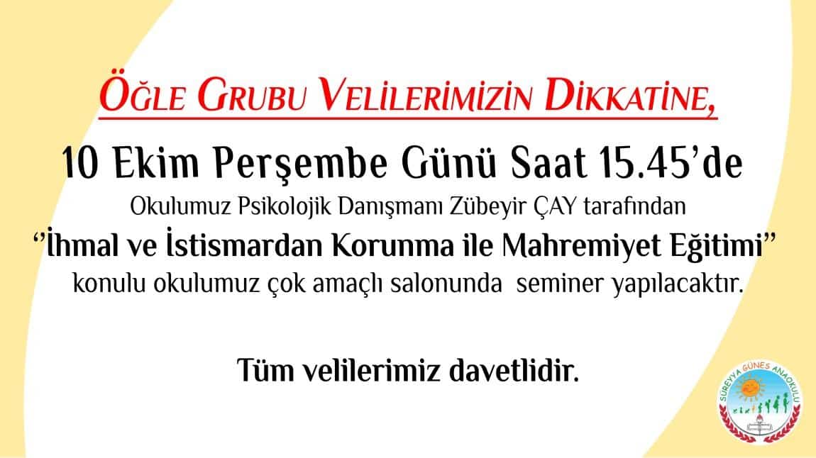 SEMİNER DUYURUSU ÖĞLE GRUBU